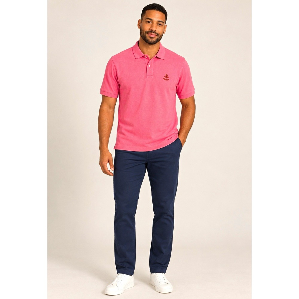 Faconnable Men's XL Pink Polo Shirt Vintage French Luxury Embroidered Logo